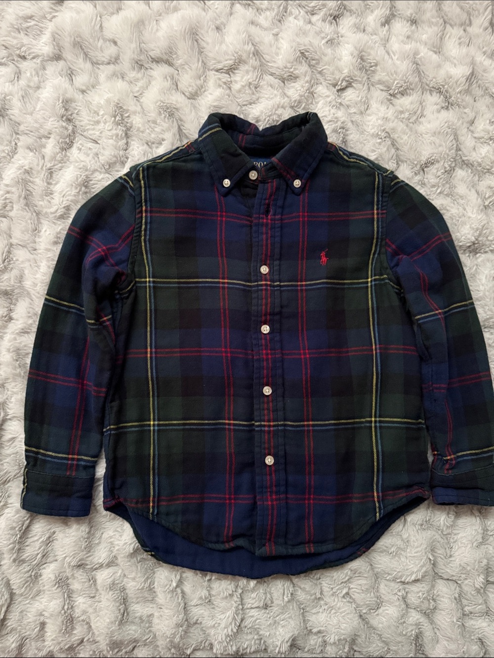Polo by Ralph Lauren Navy and Green Plaid Button-Down Shirt